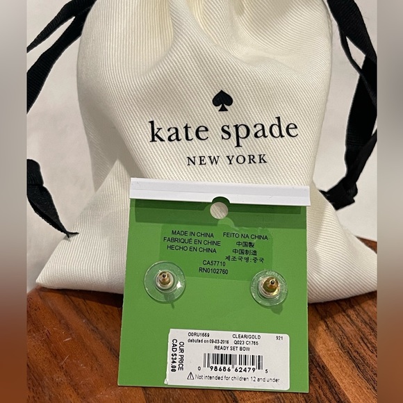 Kate Spade “Ready Set Bow” Gold Tone Earrings - Picture 3 of 3